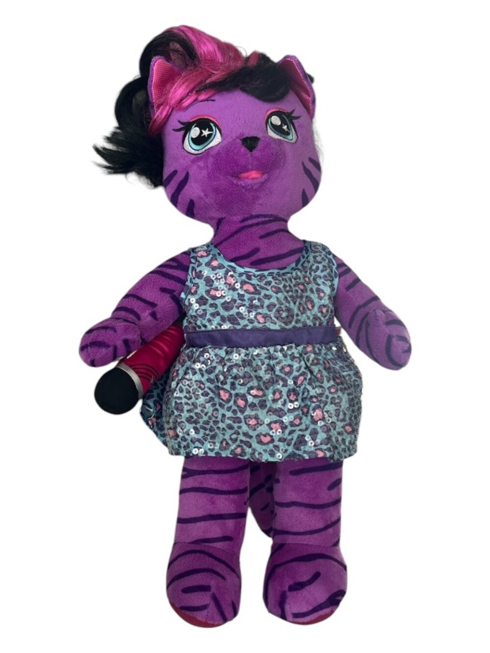 BUILD A BEAR BAB HONEY GIRLS HG Plush 20" Purple Tiger TEEGAN Microphone Singer